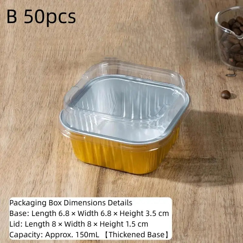 Square Food Grade Dessert Boxes with Clear Lids 10/20/50Pcs Stackable Container for Mousse Cake Birthday Party Favor Oasis Select 50pcs B