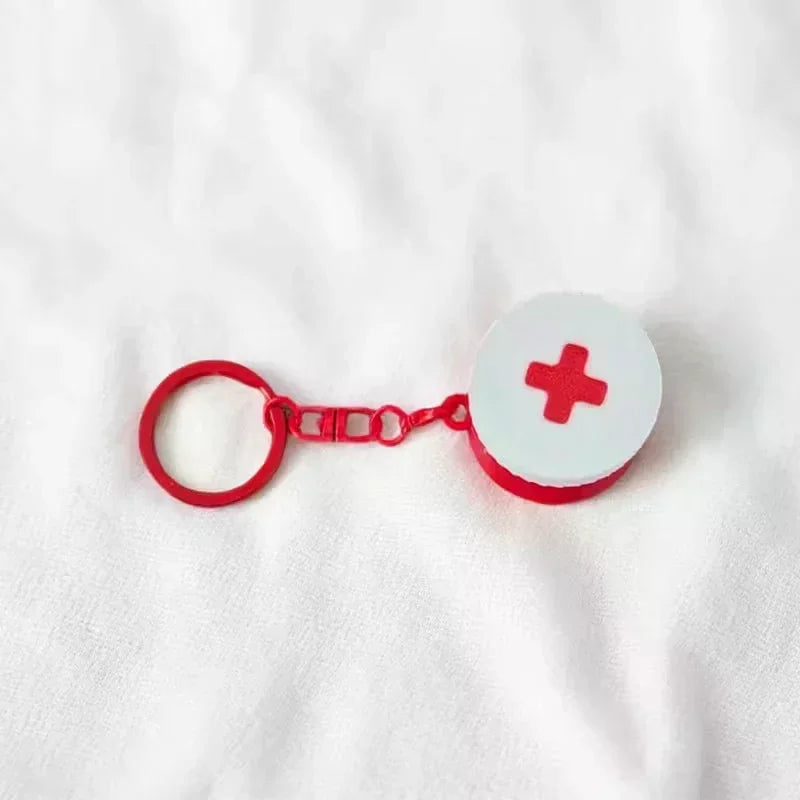 Mini Sliding Pill Box With Keychain Capsule Cross Symbols Portable Plastic Medicine Case Pill Holder Daily Use Emergencies Oasis Select