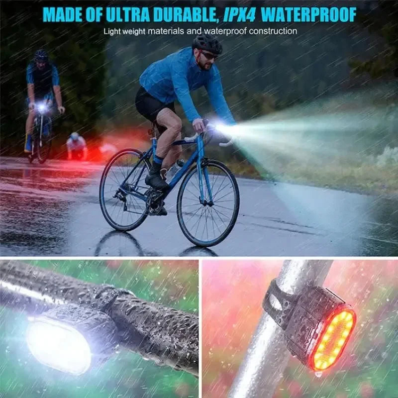 Cycling Bicycle Front Rear Light Set Bike Rechargeable Headlight Light MTB Waterproof Taillight LED Lantern Bicycle Accessories Oasis Select