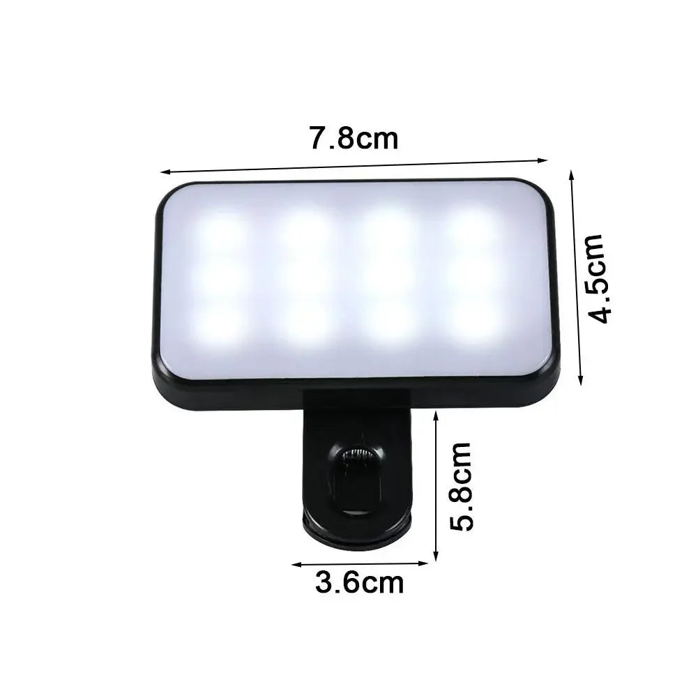 Mini Portable Selfie Fill Light Rechargeable 3 Modes Adjustable Brightness Clip-On for Mobile Phone Makeup & Computer Oasis Select