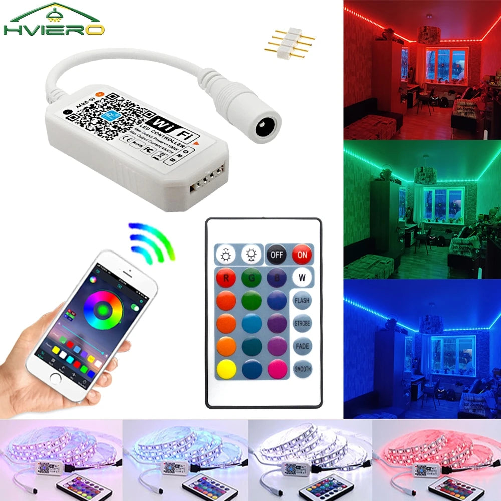WiFi RGB LED Strip Controller 24/44 Key Remote Dimmer Timer