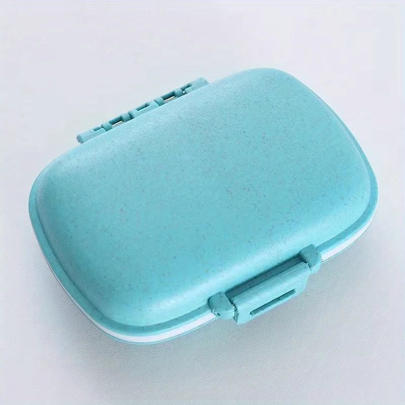 8 Grids Pill Box With Seal Ring Small Box For Tablets Wheat Organizer Container For Tablets Straw Container For MedicinesTravel Oasis Select Blue