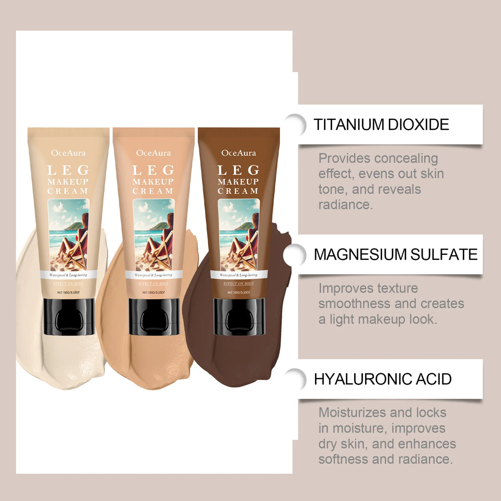 Body Foundation Bronze Leg Makeup Waterproof Long Lasting Even Skin Tone With Powder Puff Covers Imperfections Tanning Cream Oasis Select