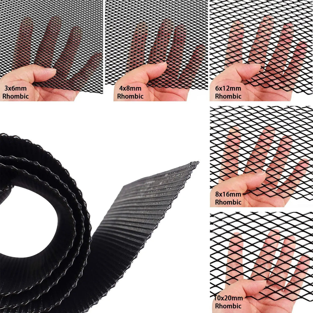 Universal Car Grill Mesh Aluminum Alloy Auto Grille Insert Bumper Rhombic Hole Mesh 3x6mm 4x8mm 6x12mm 8x16mm Car Radiator Grill Oasis Select