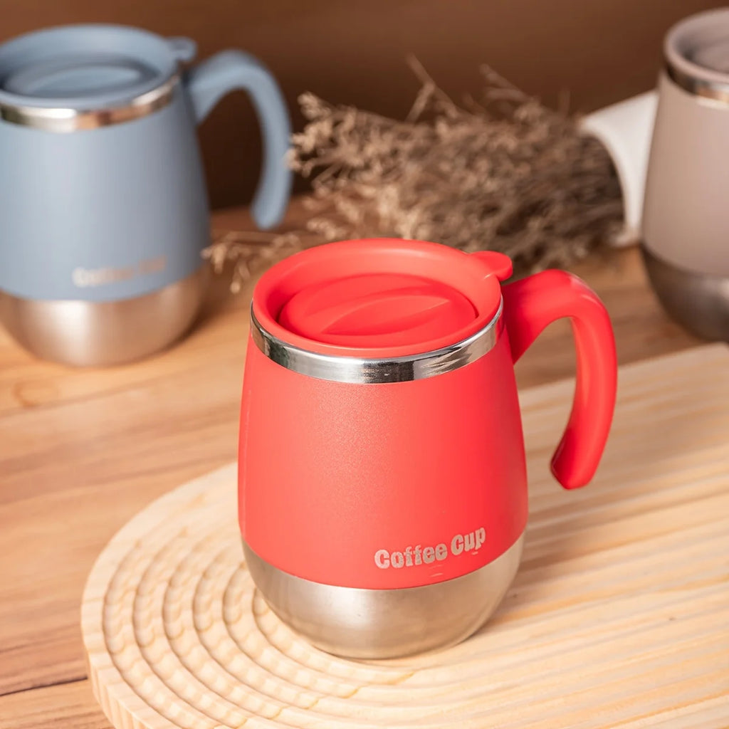 500ml Stainless Steel Coffee Mug with Lid,Double Wall Insulated Travel Thermos Cup,Heat-Resistant for Camping,Gift for Women Men Oasis Select red