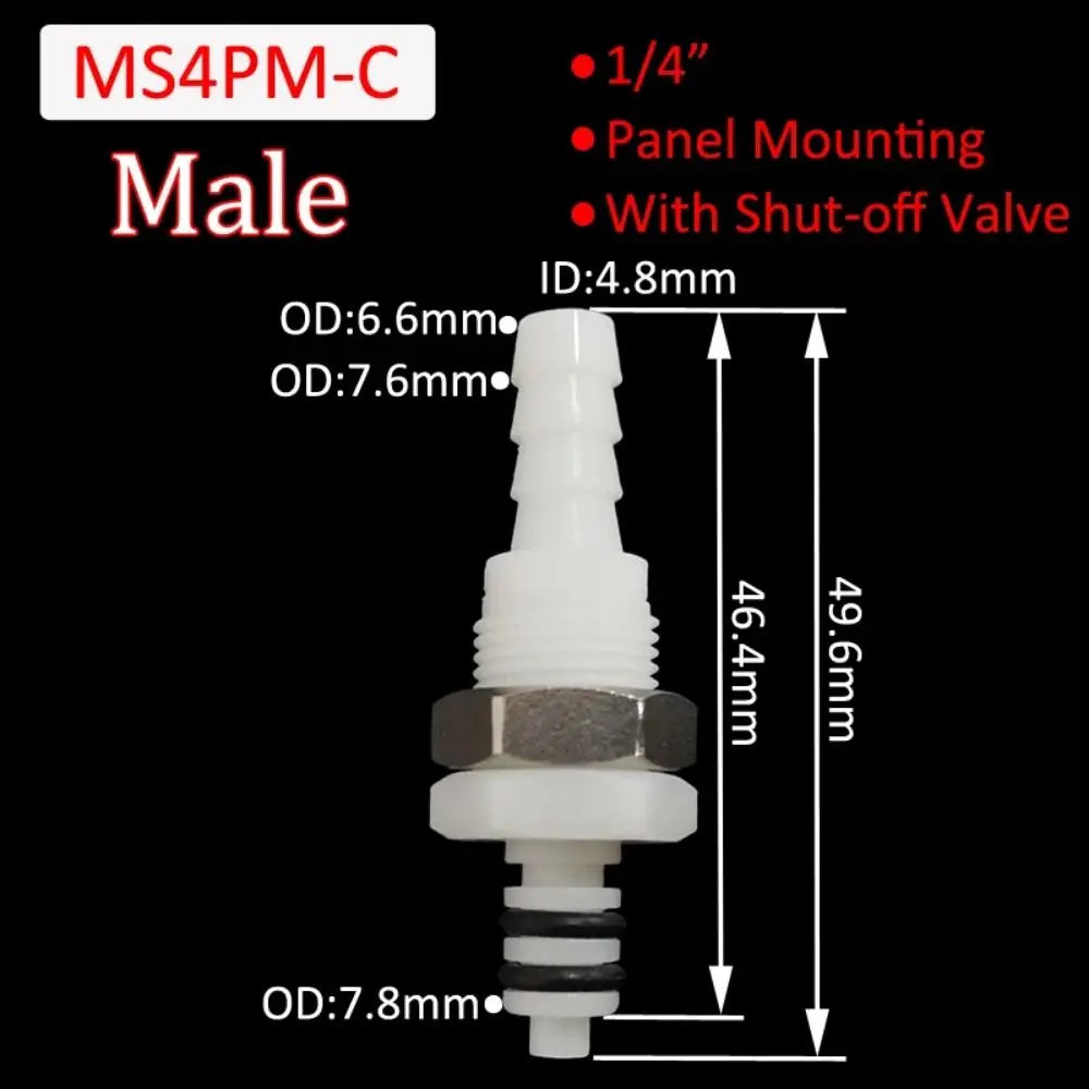 1Pc Disconnect Fitting Coupling Hose Joint Tube Connector Male Female Hose Barb Valved S-series 3/16 1/4 Quick Coupler Oasis Select MS4PM-C