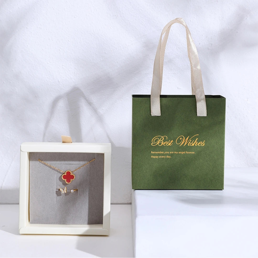 Handheld Jewelry Box Paper Pull-Out Drawer Jewelry Case Portable Ring Earrings Necklace Gifts Packaging Box Oasis Select