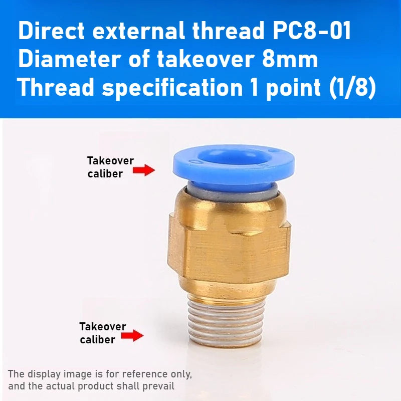 Quick Connector Tracheal Pneumatic PC8-02 Copper External Thread Straight Through Quick Insert Tracheal Connector PC1-03/12-04 Oasis Select PC 8-01 1PCS