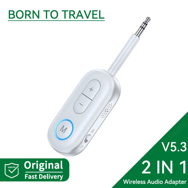 Bluetooth 5.3 Audio Transmitter Receiver 3.5MM AUX Hifi Stereo Music Wireless Adapter With Mic For Car Airplane TV PC Headphone Oasis Select BT13 W v5.3