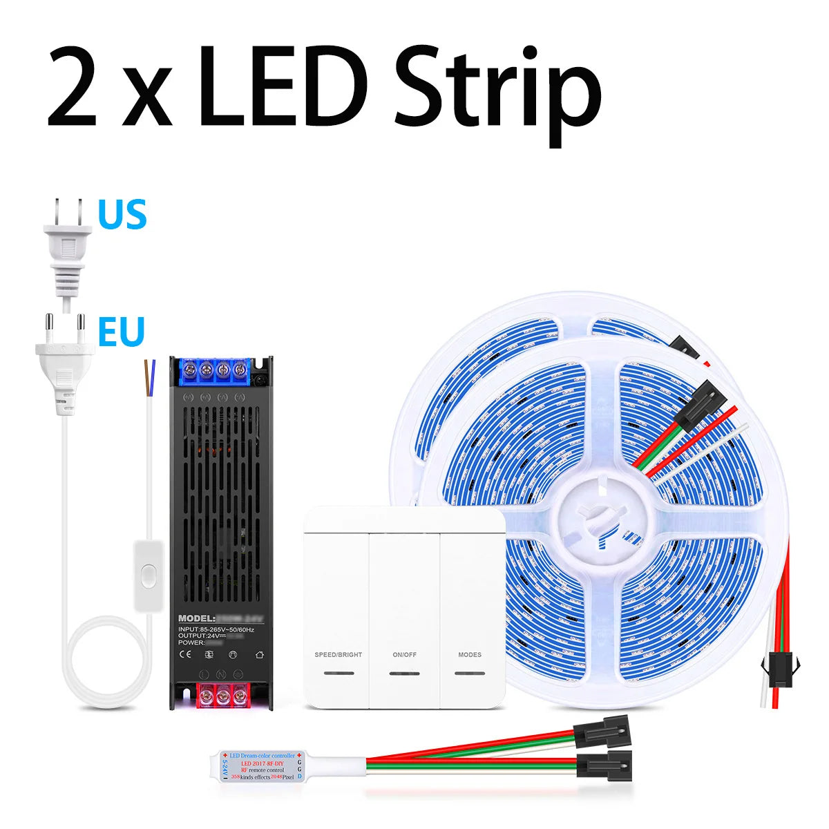 24V Home Running Water LED Strip WS2811 120Leds/m Pixel Addressable Chasing Ribbon for Kitchen Bedroom Staircase Wall Decor Oasis Select 2x 2811 LED Strip Neutral White EU Plug|10m