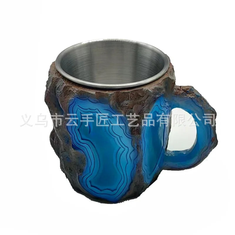 Fashionable Mineral Crystal Coffee Mugs, Imitation Resin Cups for Tea Coffee, Ideal for Christmas Gift Oasis Select blue