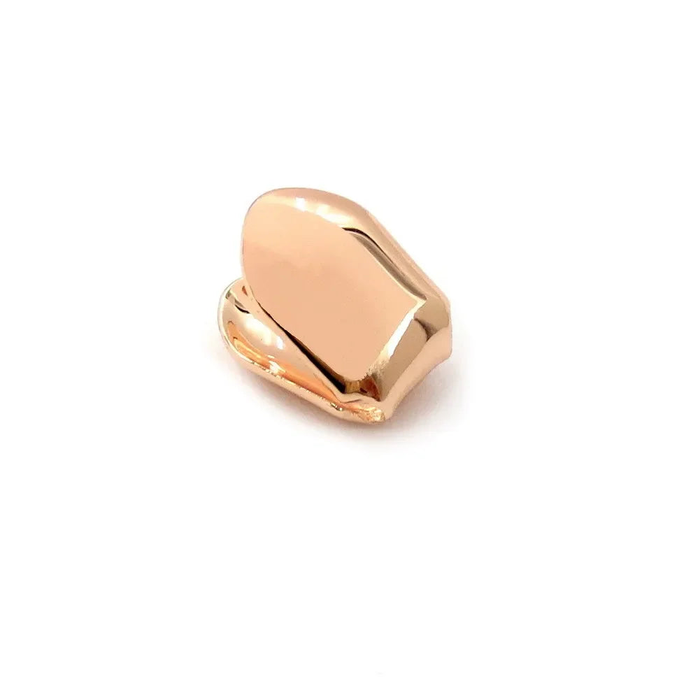 1/5pcs 3 Colors Custom Fit Gold Plated HipHop Single Tooth Grillz Cap Top Bottom Dental Grill Teeth Caps Halloween Cosplay Oasis Select Rose Gold