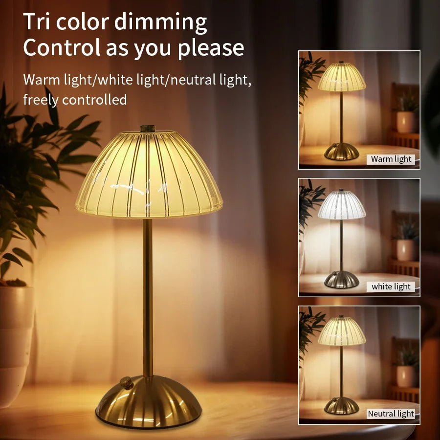 Rechargeable Touch Night Light 3 Colors Dimmable Artificial Crystal Lamp Portable Table Lamp for Bedroom Living Room Restaurant Oasis Select