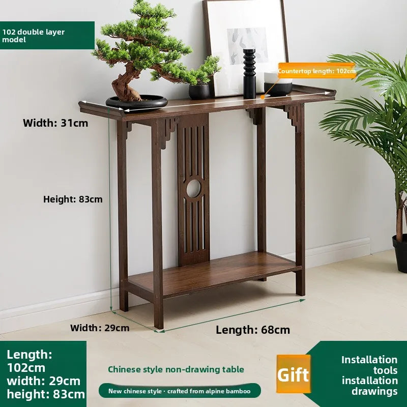New Chinese-style entrance table Zen entrance hall entrance table, living room strip case entry hotel end view table long table Oasis Select Double layer 100