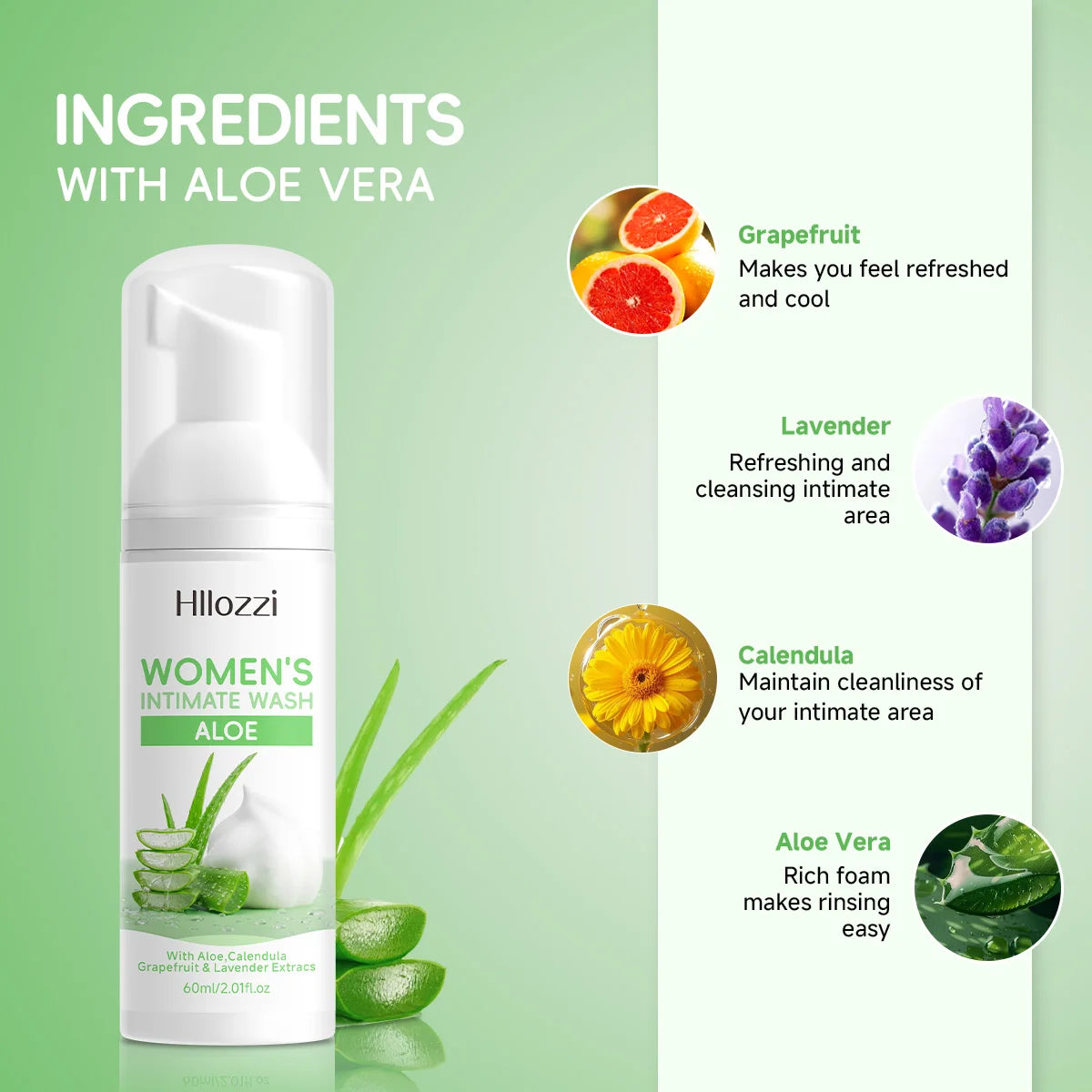 WOMEN'S INTIMATE WASH ALOE, Long-lasting freshness in womens body wash, rich lather, gentle on skin, controls odor cleanses skin Oasis Select