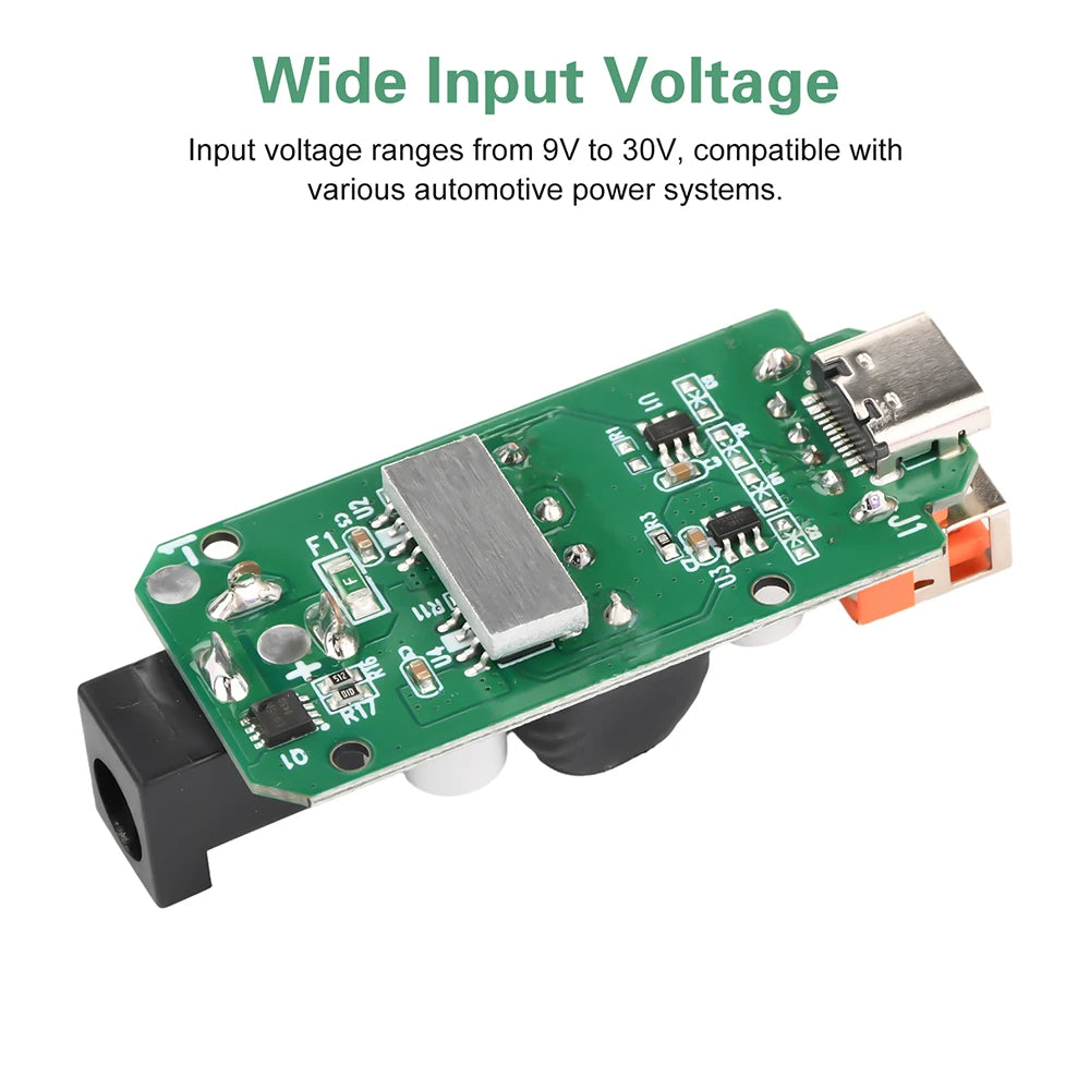 DC 9V-30V Car Mounted Step-Down Charging Module VOOC Multi Protocol USB A 30W+Type C 20W Dual Port Fast Charging Module Oasis Select