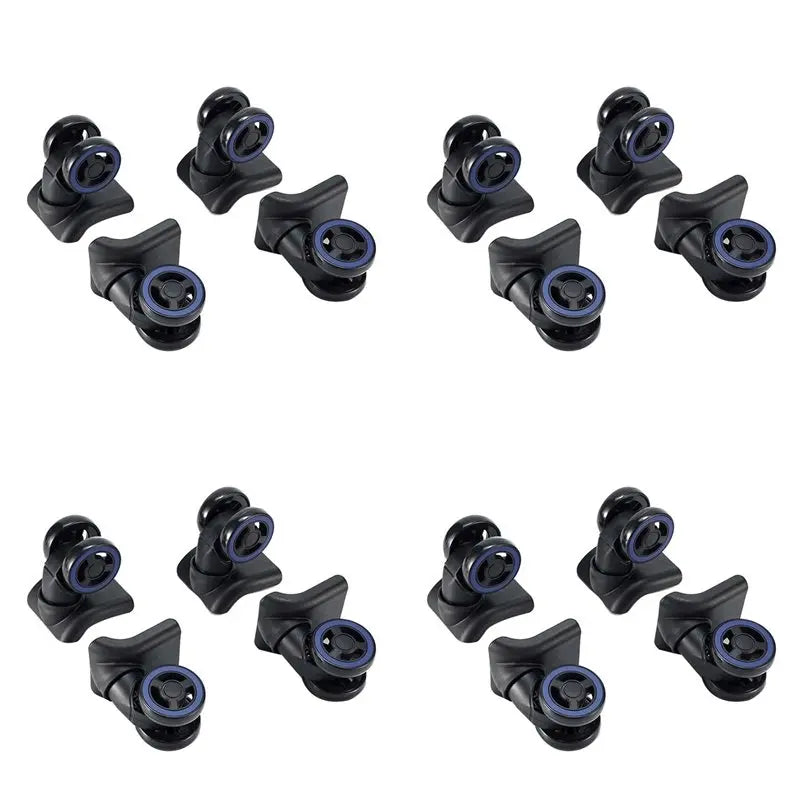 2026-WISH 16Pcs Luggage Wheels Suitcase Double Row Roller Hardware Repairing Kit Heavy Duty Wheels 360° Spinner Casters Oasis Select Black