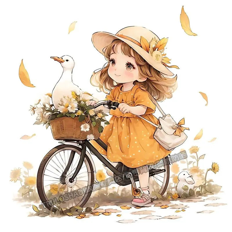 Today Also Try To Be Happy Duck Positive Girl Stickers Paper Wall Doors and Windows Decoration Refrigerator Car Cute Decals Oasis Select SS9014 15cm