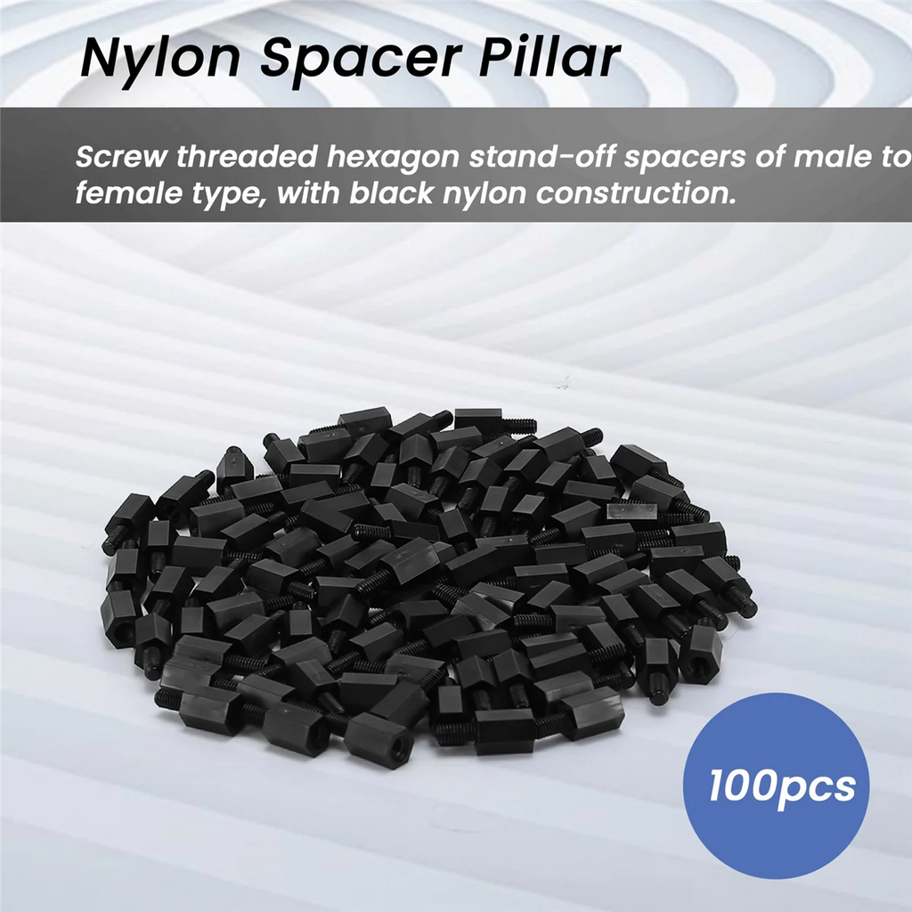 100Pcs M3 Thread 8mm+6mm PCB Fixed Nylon Hex Standoff Spacer Pillar Oasis Select