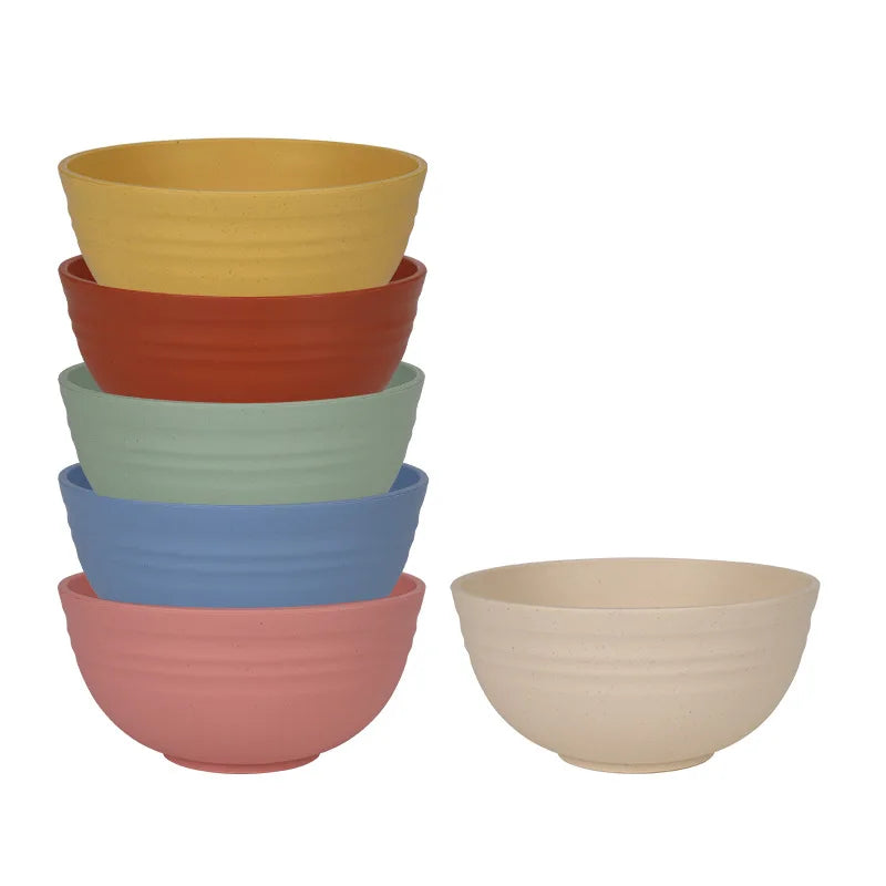 6pcs Unbreakable Cereal Bowl Set - 24oz PP Plastic Bowls for Soup/Rice/Cereal/Salad - Lightweight Tableware for Home, Camping Oasis Select Macaron colors 6Pcs
