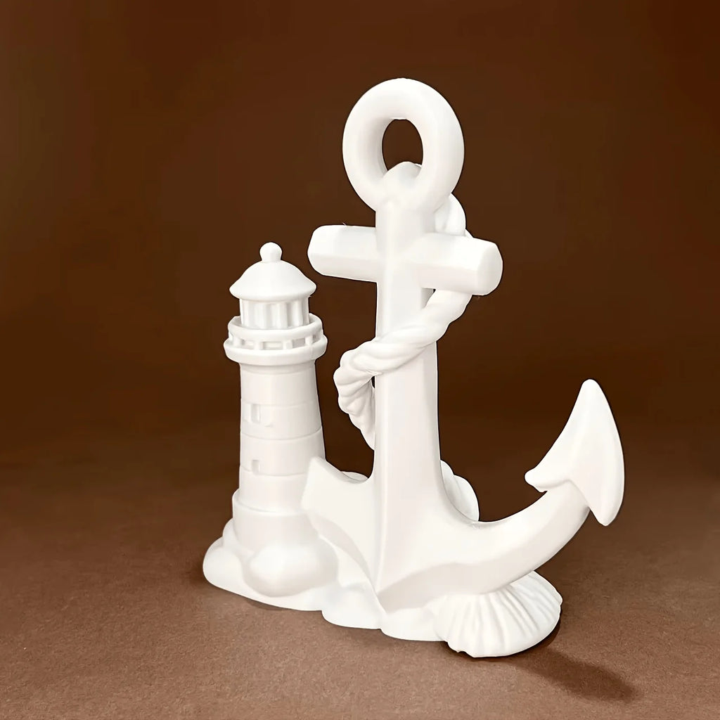 Nautical Anchor & Lighthouse Statue DIY Figurine for Beach Themed Home Office Painting Coastal Home Decor Ornament Handmade Gift Oasis Select