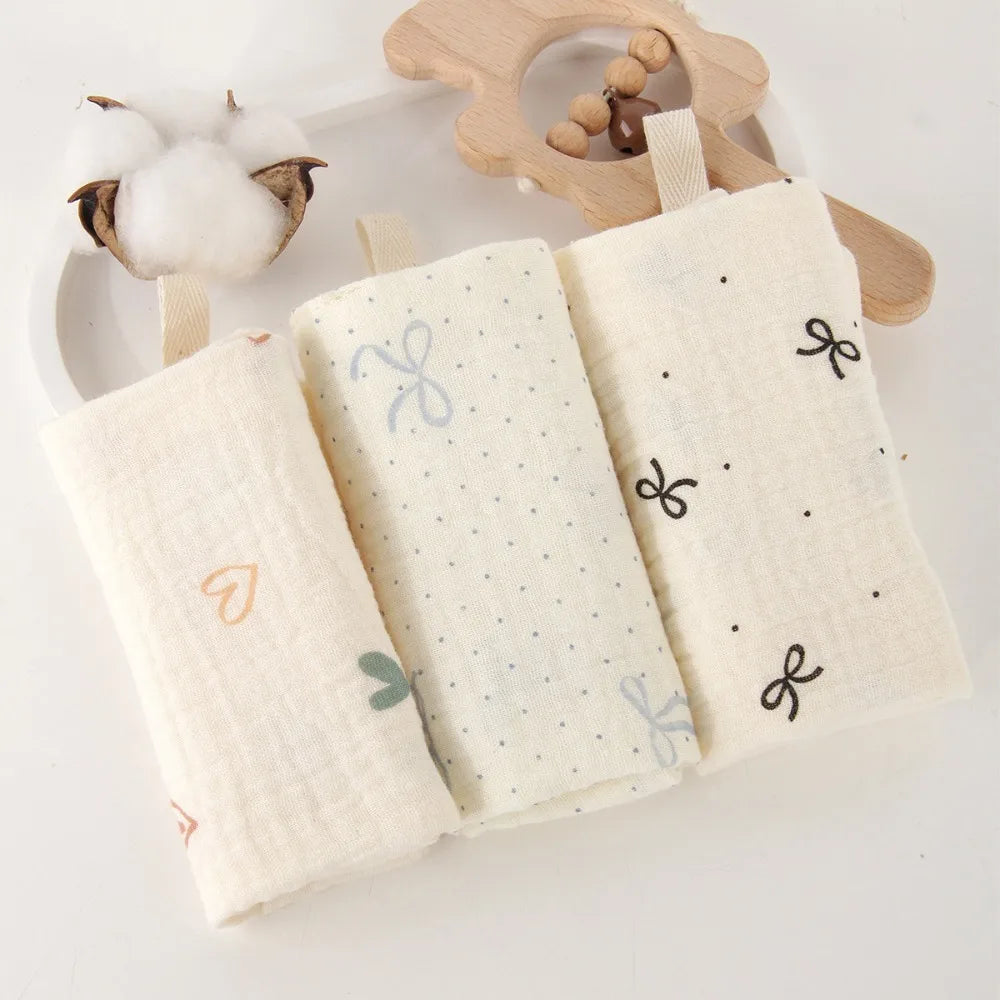 New 4-Layer Pure Cotton Baby Cotton Washcloth Soft Absorbent Square Towels Baby Towels Gauze Cotton Newborn Burp Cloth Oasis Select 26