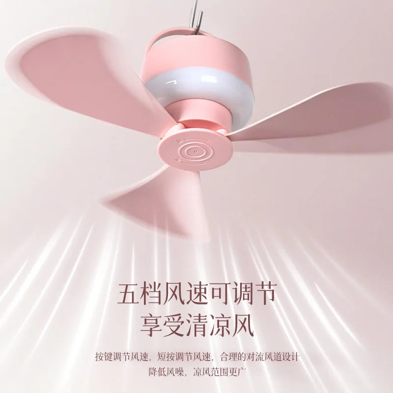 Rechargeable Mini Ceiling Fan with Remote – USB Camping Dorm