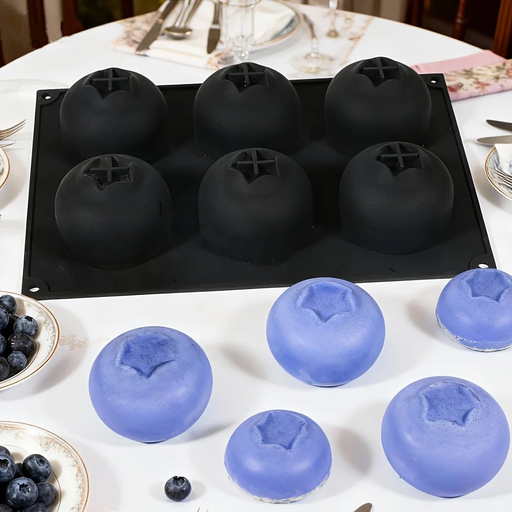 6-Cavity Blueberry Silicone Mold | 3D Mousse Cake & Desserts