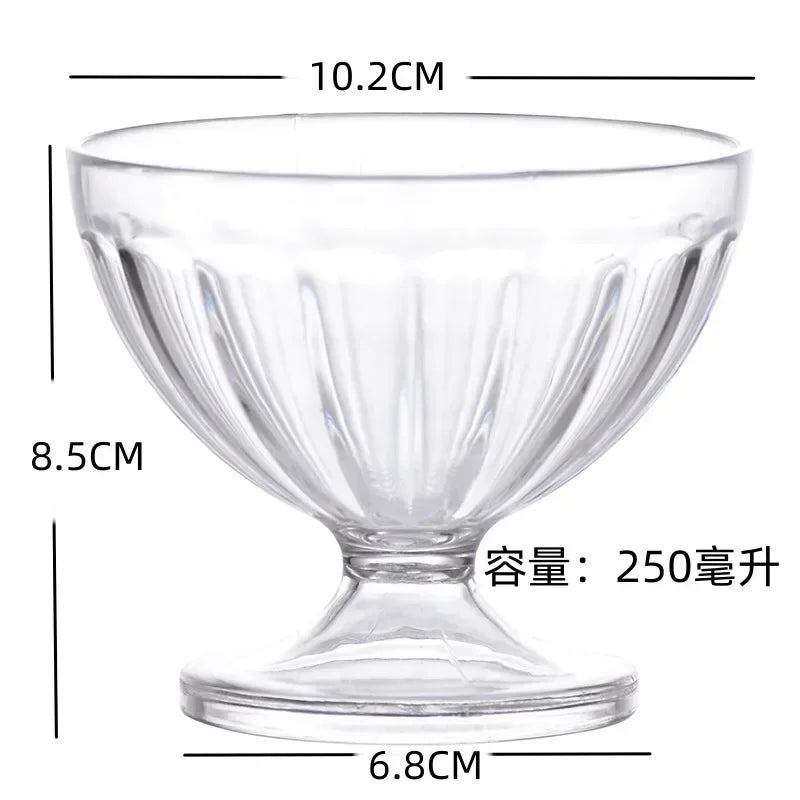 Transparent Salad Plates 250ml Clear Plastic Salad Bowl For Dessert Shake Goblet Glass Embossed Ice Cream Cup Home Oasis Select TM AS material quality