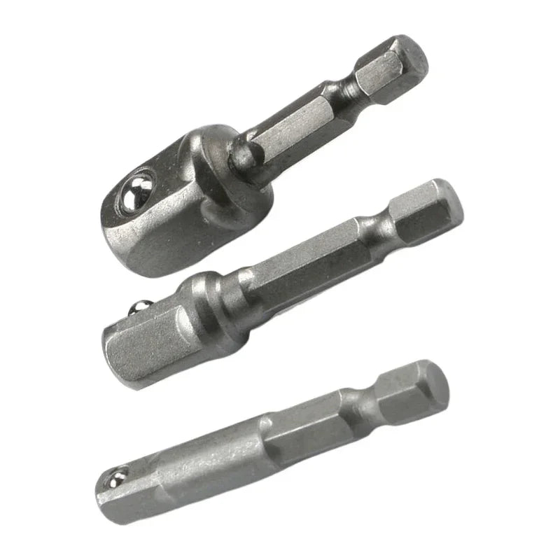 3Pcs Drill Socket Adapter Impact Drill Extension Drill Bits Bar Socket Adapter 1/4 3/8 1/2 Size Hex Shank Square Head Drill Bit Oasis Select