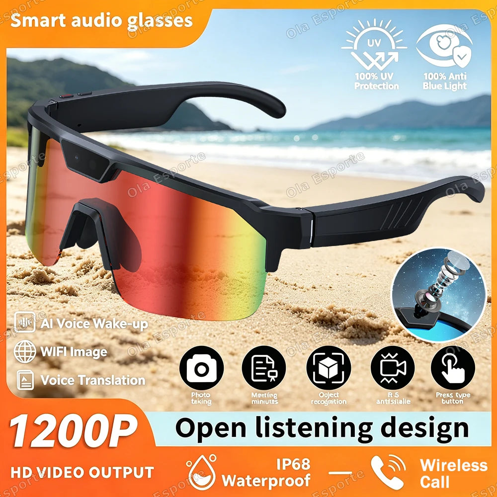 AI Smart Glasses 8MP Camera Bluetooth Translation | Ola Esporte