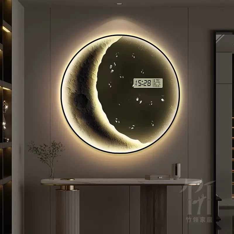 New porch decorative painting bedroom led light painting perpetual calendar electronic decorative painting wall clock Oasis Select zZ1394 Diameter 60cm