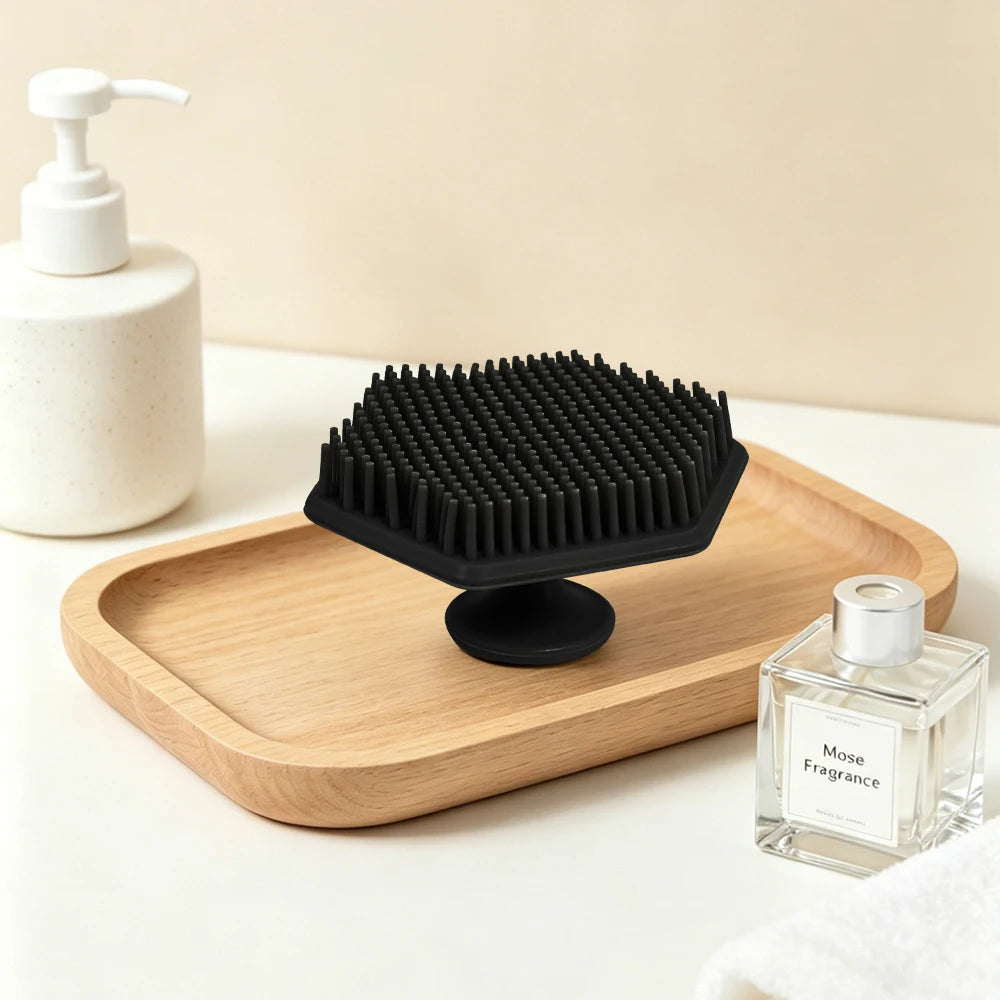 5pc Soft Silicone Exfoliating Brush Cleanser Manual Body Cleansing Body Care Scrubber Shower Gentle Massage Bath Brush For Men Oasis Select SS01-black