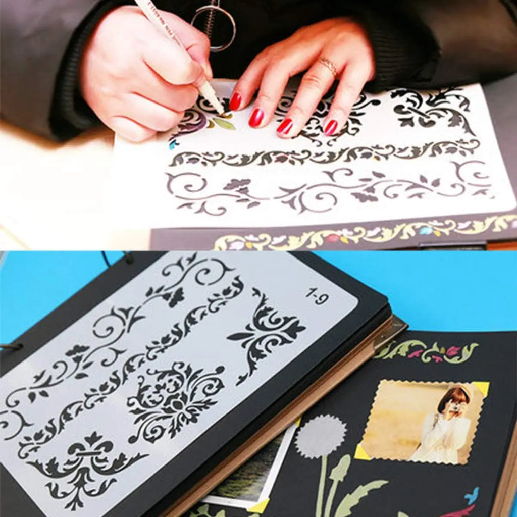 12PCS DIY painting template alphabet painting scrapbook stamping relief decorative paper card template Oasis Select