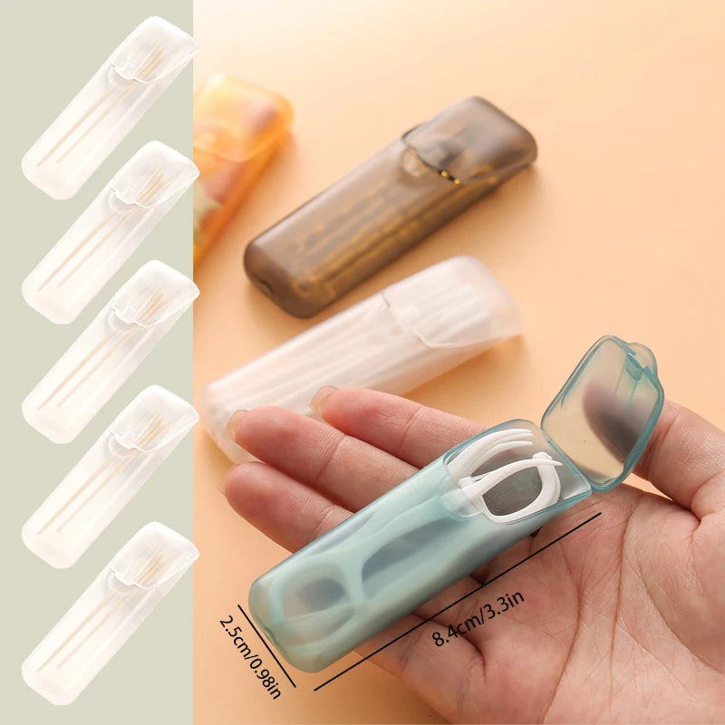 Portable Plastic Toothpick Case - Clear Toothpick Holder for Outdoor Travel, Kitchen, and Restaurant Supplies Oasis Select 5pcs white style C