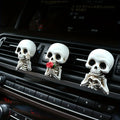 3 pieces of cute skull resin statues, aroma diffuser, air outlet decoration, Halloween party decoration, perfect car gift. Oasis Select WHITE