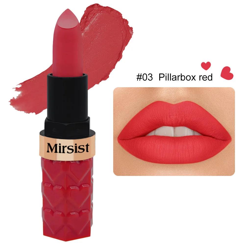 Mirsist Velvet Matte Lipstick – Waterproof & Non-Transfer, 6 Shades