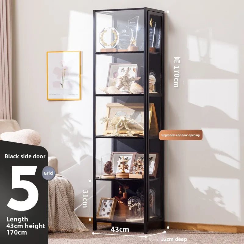 Figure Cabinet Transparent Lego Display Cabinet Household Blind Box Ornament Specimen Storage Secondary Yuan Pain Cabinet Oasis Select Black five doors 43