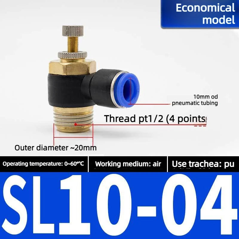 Quick Connect Pneumatic Connector "1/8" 1/4 "3/8" 1/2 M5 Air Speed Throttle Valve Regulating SL 4 6 8 10 12mm Valve Oasis Select Blue SL10-04