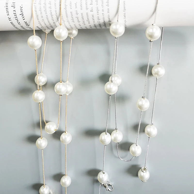Elegant Pearl Women's Belt Simple Adjustable Metal Thin Chain Belt For Ladies Dress Skinny Waistband Decorative Jewelry Oasis Select