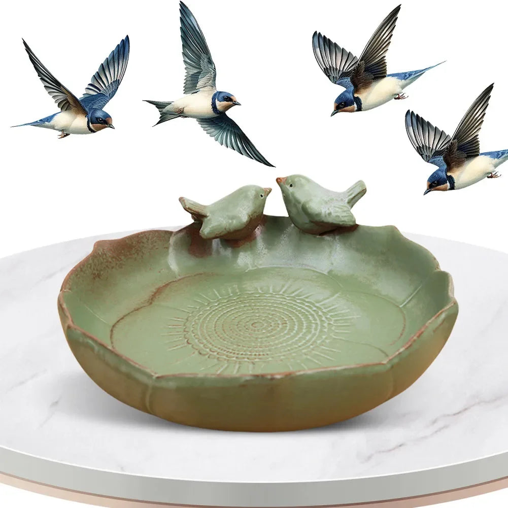 Ceramic Birdbath Bowl & Hummingbird Feeder | Garden Décor Ceramic Birdbath Feeder Oasis Select United States