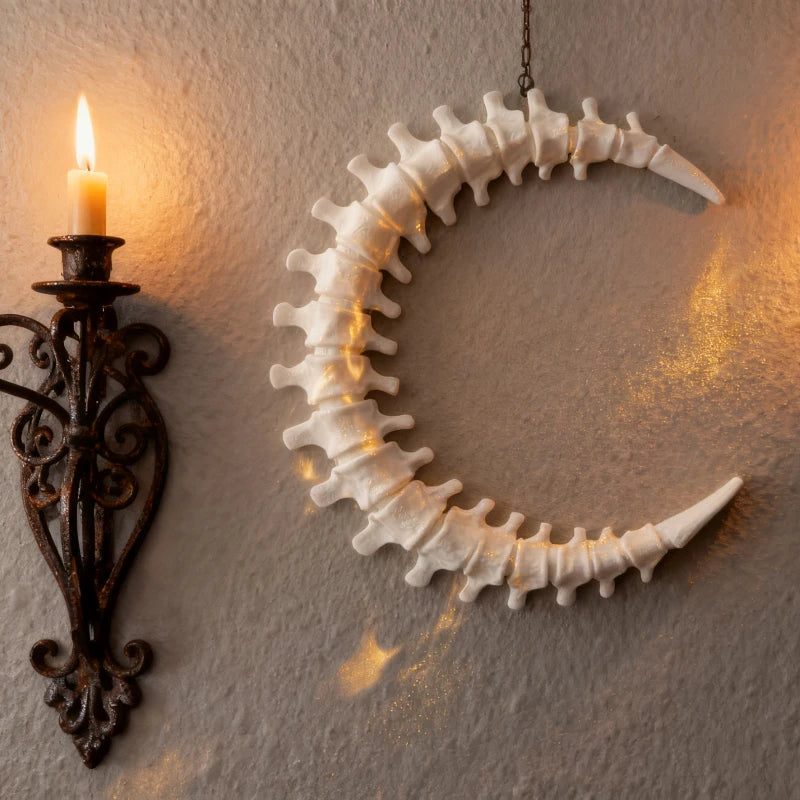 Spinal Cord Moon Wall Hanging Gothic Home Decor Living Room Wall Art Ornament Dissecting Wall Decorations Using Bone Moon Art Oasis Select