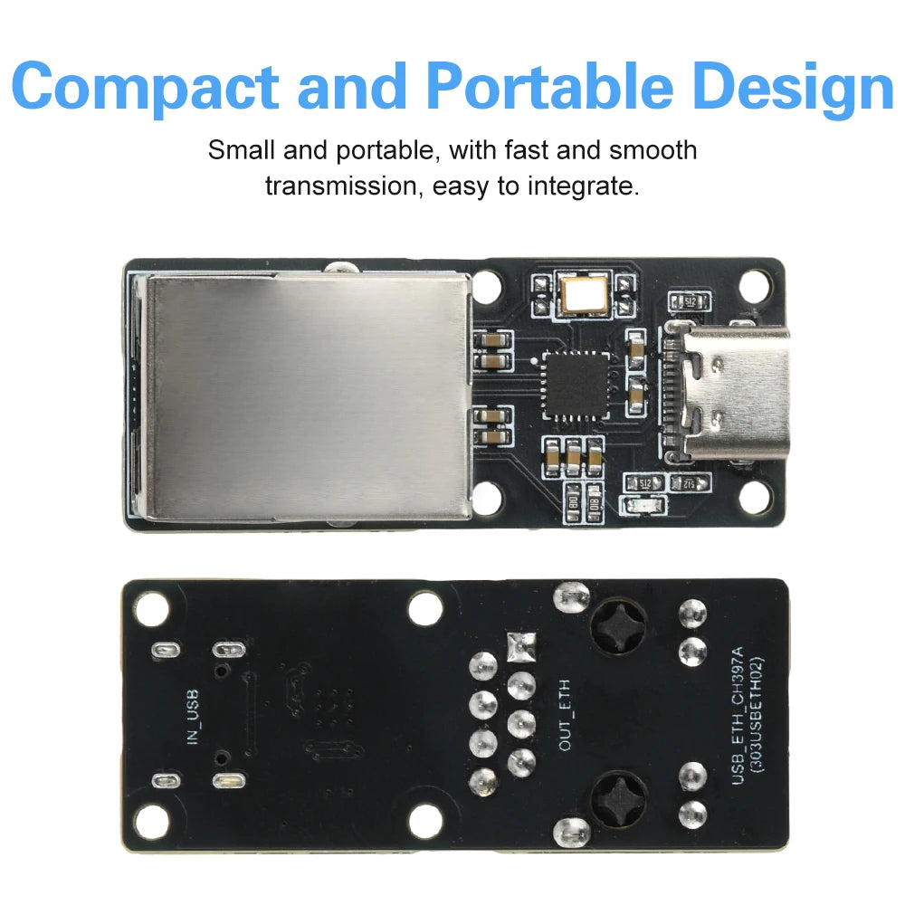 CH397A USB-C to RJ45 Ethernet Module 100 Mbps USB Network Card Electronic Component Kit Type-c Interface Oasis Select Default Title