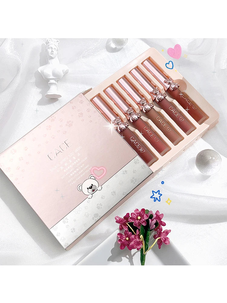 CACE Matte Velvet Lip Gloss Set – 5 Long-Lasting Shades