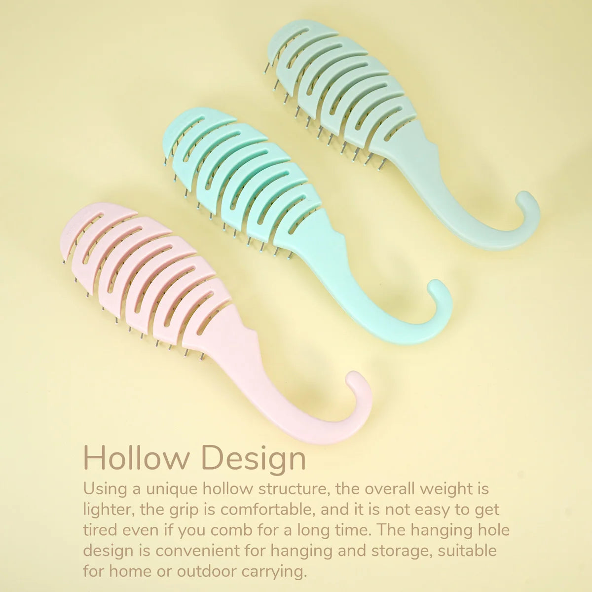 Pastel Vent Hair Brush – Hollow Grid, Hook Handle, Gentle Bristles Vent Hair Brush Oasis Select