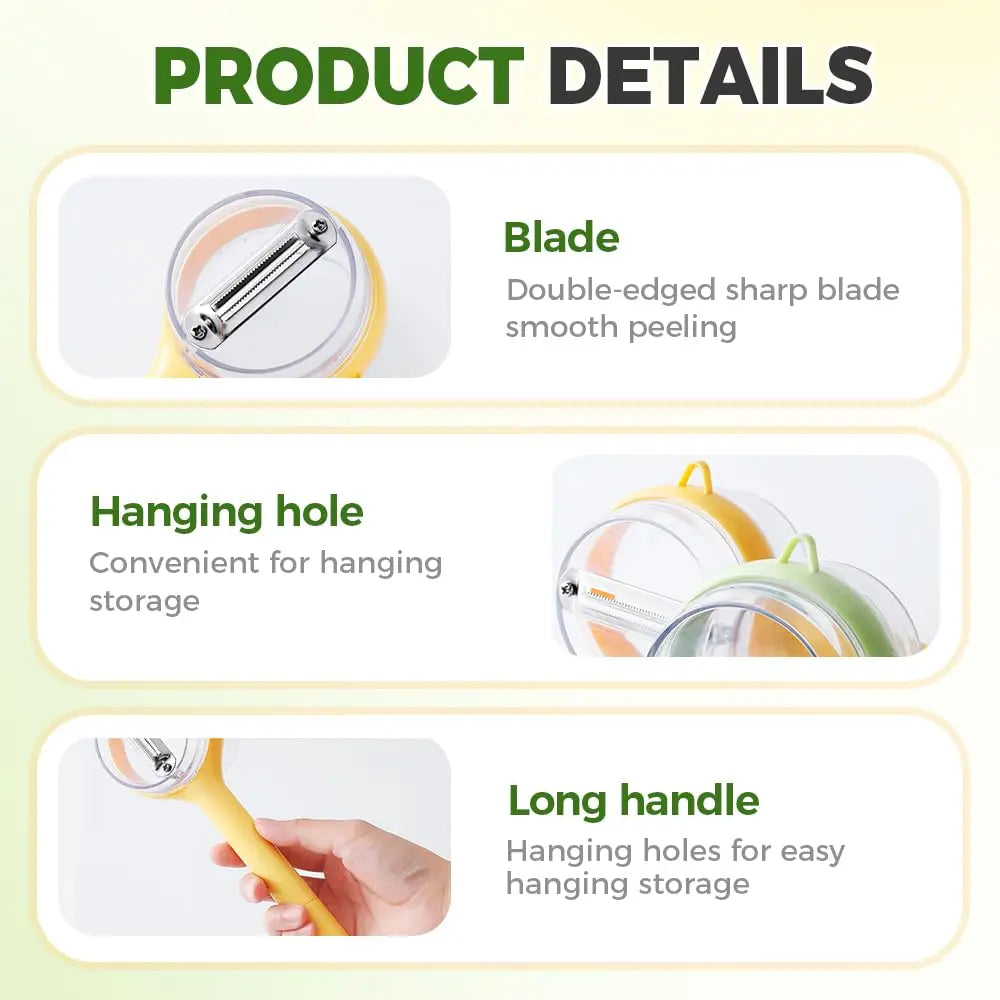 3 In 1 Peeler Easy To Clean Peeler With Container Stainless Steel Peeler Double-Sided For Household Cooking Food Preparation Oasis Select