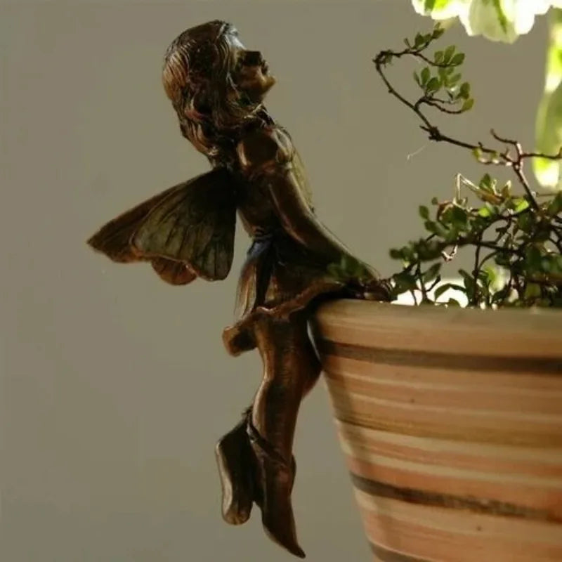 Fairy Girl Hanging Cup Resin Decoration Fairy Combination Flower Basket Edge Decoration Garden Pot Ornaments Oasis Select