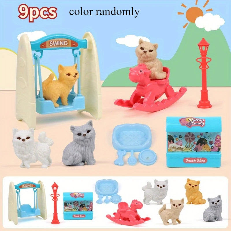 1 Set Cute Dog Pet Basket Toy,Dog Doll & Cage Accessories Scene Play,Family Christmas Thanksgiving Gift (Random Color) Miniature Oasis Select