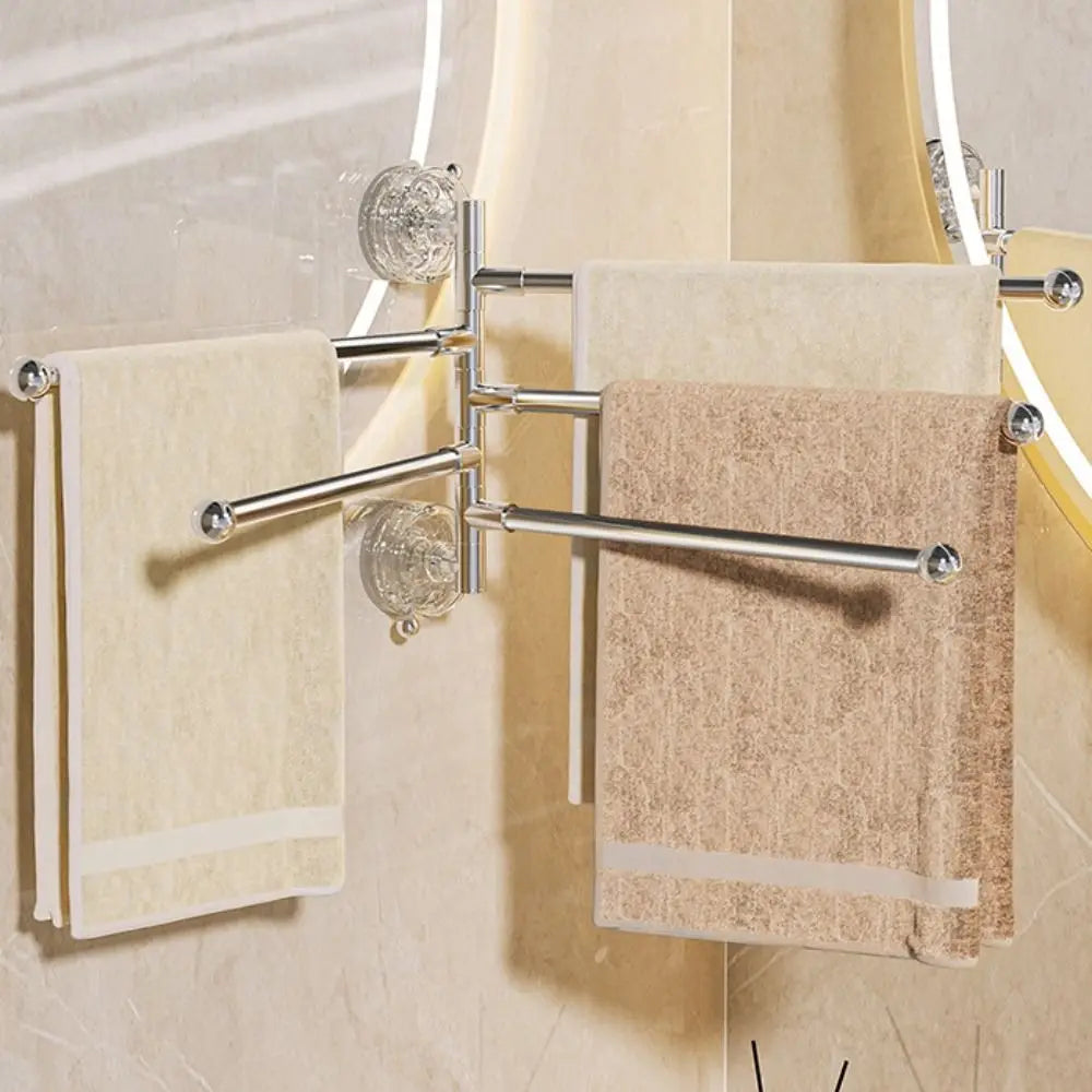 3/4/5 Bar Rotating Suction Cup Towel Rack | Foldable Hanger