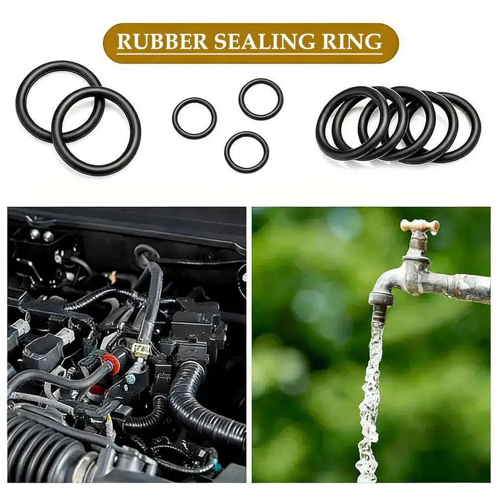 225Pcs Rubber O-Ring Assortment Kit Black Sealing Gasket Washer Universal Repair Set for Plumbing Automotive Oasis Select